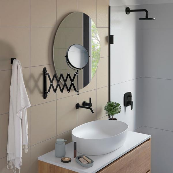 Beslagsboden Glow makeupspejl m/saksearm og 7x forst&oslash;rrelse - Mat sort