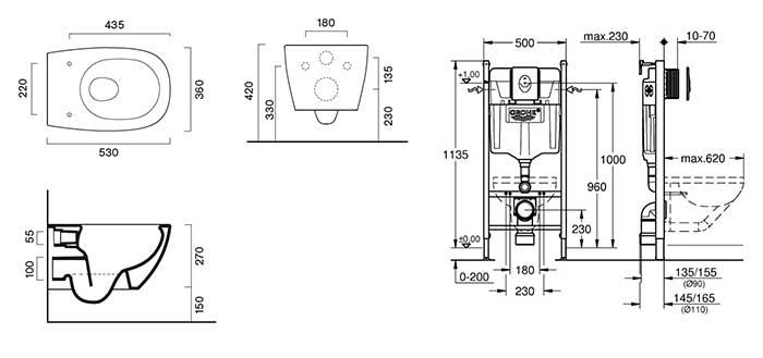Catalano Alvea toiletpakke inkl. toilets&aelig;de m/SoftClose, cisterne og hvid betjening