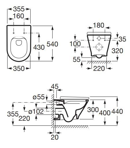 Laufen Roca Gap round RIMless toiletpakke inkl. s&aelig;de m/soft-close, mellem cisterne og hvid betjening