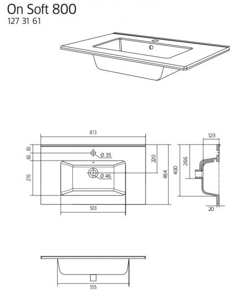 Hafa Grace 80 m&oslash;bels&aelig;t m/vask - Mat hvid ramme