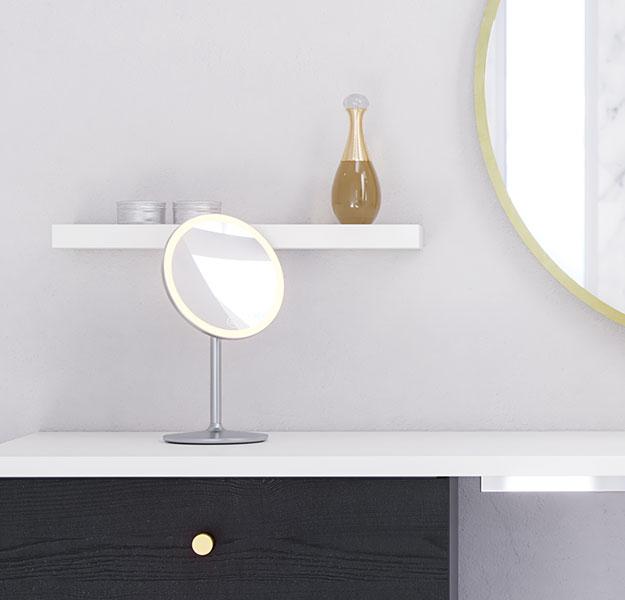 Dansani HANDY makeupspejl til bord m/lysstyring - x5 forst&oslash;rrelse - Alu