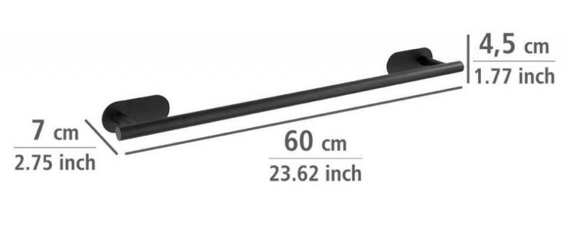 Wenko Orea håndklædestang 60 - Mat sort - Skruefri Wenko Orea håndklædestang 60 - Mat sort - Skruefri
