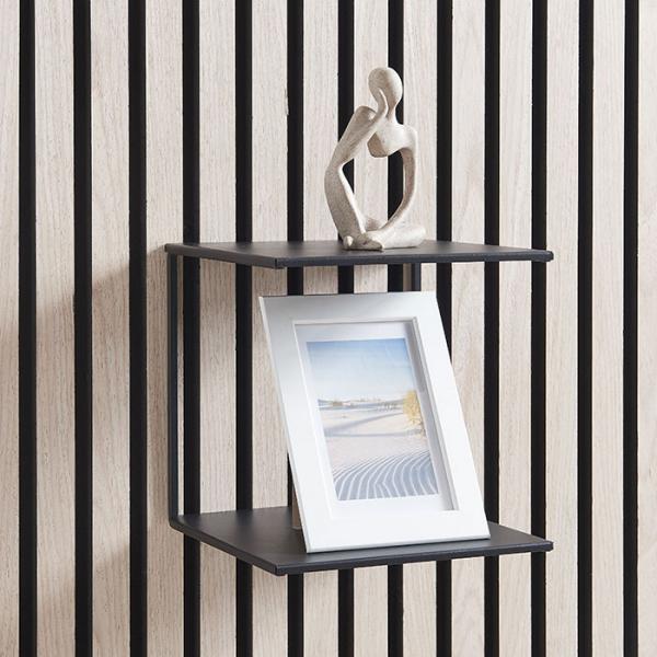 Sort dobbelt hylde til akustikpaneler - Vandret/lodret Sort dobbelt hylde til akustikpaneler - Vandret/lodret