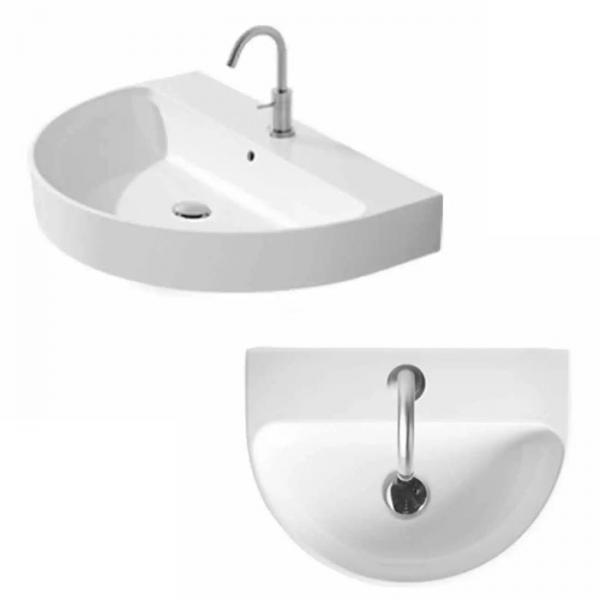 Lavabo 50 halvrund h&aring;ndvask t/v&aelig;g eller bord - 1 hanehul