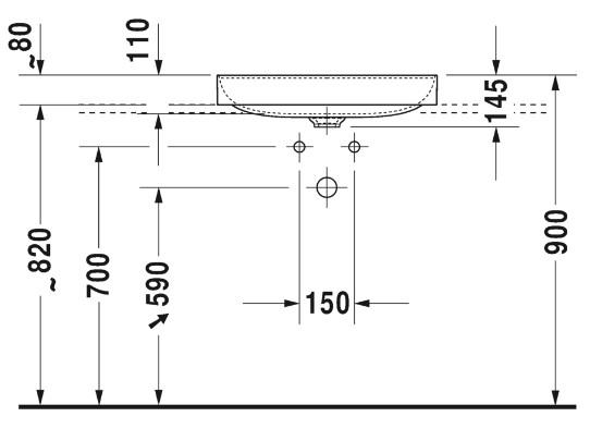 Duravit DuraSquare 60 fritstående bowlevask - 1 hanehul - Uden overløb Duravit DuraSquare 60 fritstående bowlevask - 1 hanehul - Uden overløb