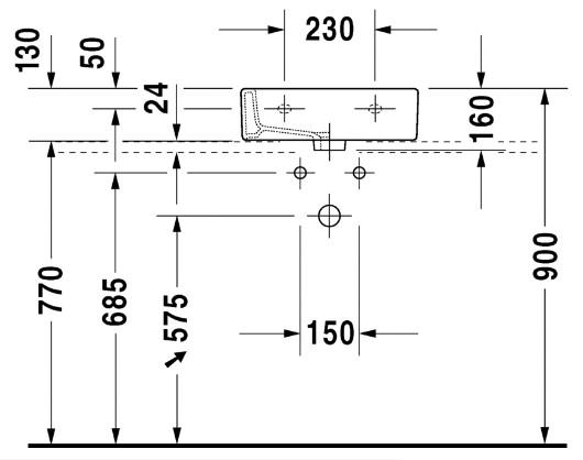 Duravit Vero 45 bowlevask op til v&aelig;g - 1 hanehul