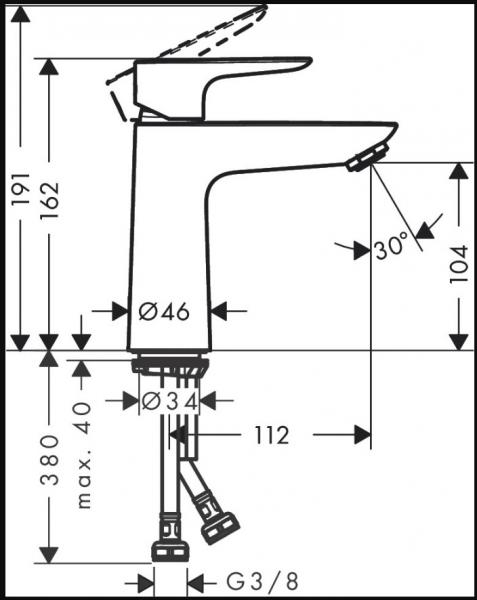 Hansgrohe Talis E 110 h&aring;ndvaskarmatur m/CoolStart - Mat hvid