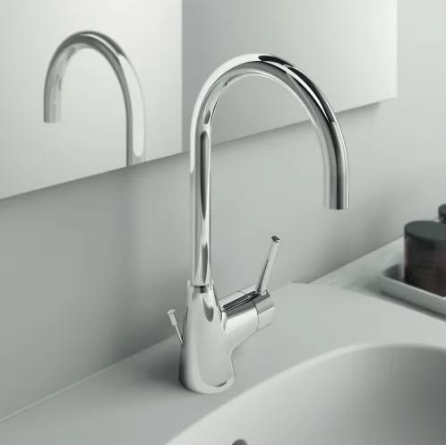 Ideal Standard Ceraline h&aring;ndvaskarmatur m/C-tud og bundventil - Krom