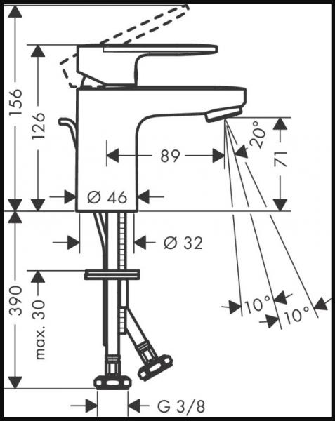 hansgrohe Vernis Blend 70 h&aring;ndvaskarmatur m/Coolstart og l&oslash;ft-op bundventil - Krom