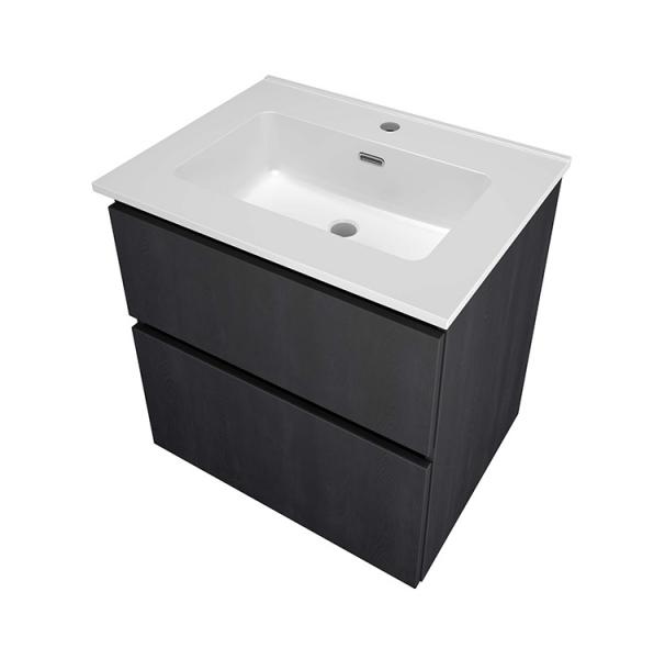 Sanibell Proline 60 m&oslash;bels&aelig;t m/2 asymmetriske skuffer - Sort eg