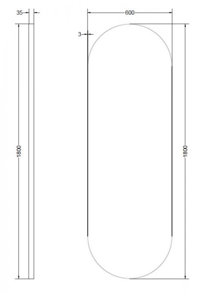 Sanibell Ink SP20 ovalt spejl m/ramme 60 x 180 cm - B&oslash;rstet mat guld
