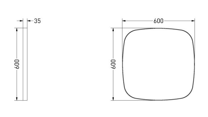 Sanibell Ink SP29 superellipse spejl m/ramme 60 x 60 cm - B&oslash;rstet gunmetal