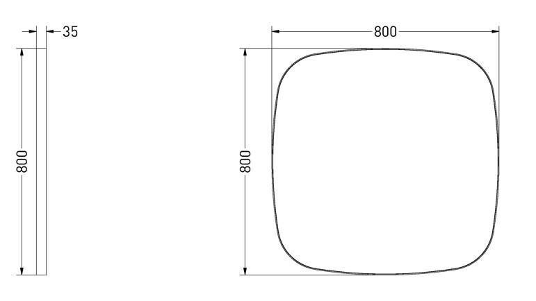 Sanibell Ink SP29 superellipse spejl m/ramme 80 x 80 cm - B&oslash;rstet mat guld
