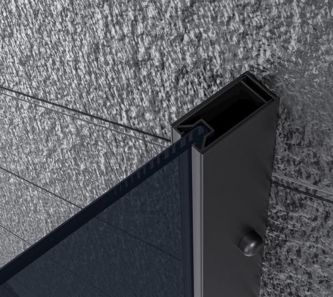 Nortiq fast brusev&aelig;g 80x190 - M&oslash;rkt glas/mat sort