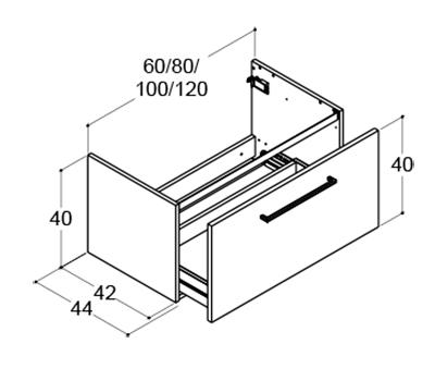 Dansani Mido+ 80 vaskeskab m/1 skuffe - Gr&aring; mat