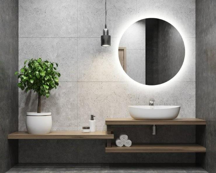 Puk rundt spejl m/backlight og varme - &Oslash;110 cm