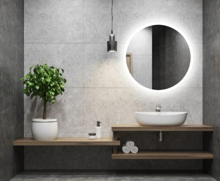 Sandra rundt spejl m/integreret LED lys, backlight og varme - &Oslash;80 cm