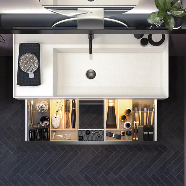 Dansani Luna Azym 101 asymmetrisk h&aring;ndvask t/m&oslash;bel - H&oslash;jre - 1 hanehul