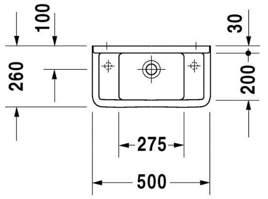 Duravit Starck 3 50 h&aring;ndvask t/v&aelig;g - Med/uden hanehul
