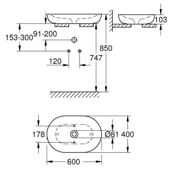 Grohe Essence 60 fritst&aring;ende bowlevask - Uden overl&oslash;b
