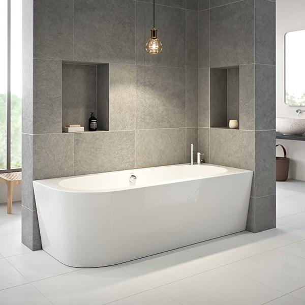 Str&oslash;mberg Lago fritst&aring;ende badekar t/hj&oslash;rne - 165 x 75 - H&oslash;jre