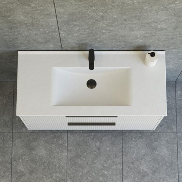 Dansani Mido+ Classic 101 m&oslash;bels&aelig;t m/Amber vask og 2 skuffer - Striber/mat sand