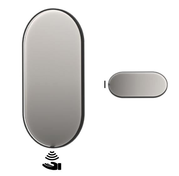 Sanibell Ink SP28 ovalt spejl m/lys, varme og sensor 40 x 80 cm - B&oslash;rstet metal sort