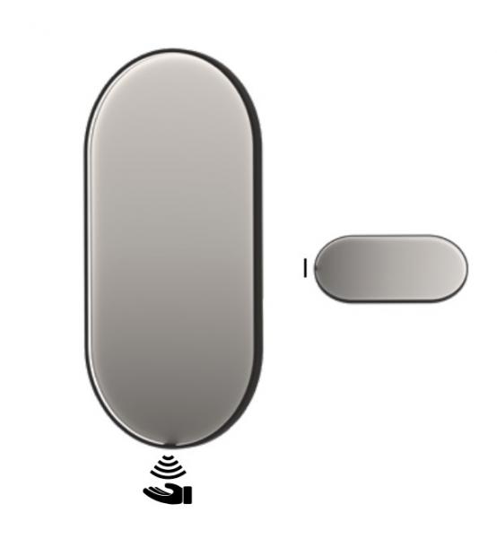 Sanibell Ink SP28 ovalt spejl m/lys, varme og sensor 50 x 100 cm - B&oslash;rstet kobber