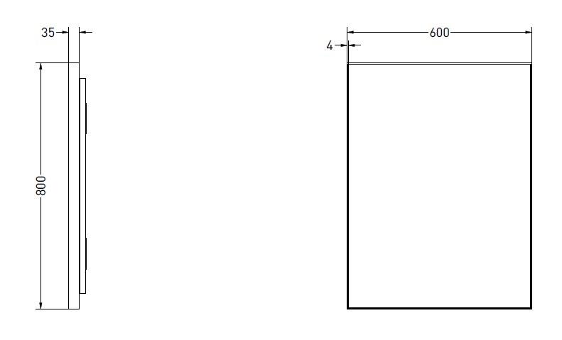 Sanibell Ink SP32 firkantet spejl m/backlight, varme og sensor 60 x 80 cm - B&oslash;rstet gunmetal