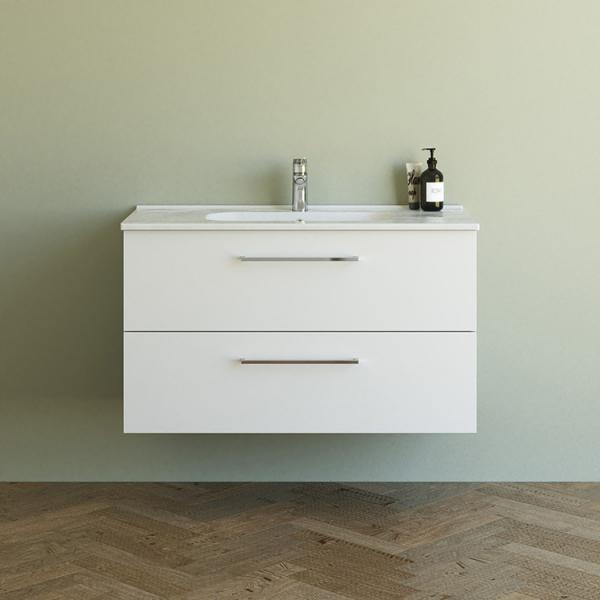 Dansani Mido+ 100 m&oslash;bels&aelig;t m/Kantate vask - Mat hvid