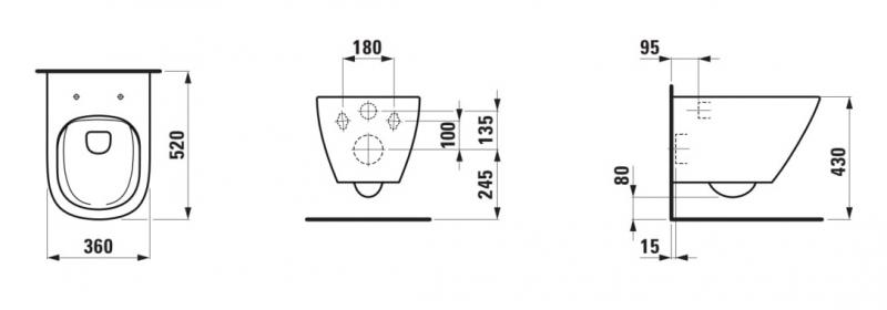 Laufen Lua RIMless toiletpakke inkl. s&aelig;de m/soft-close, cisterne og mat sort betjening