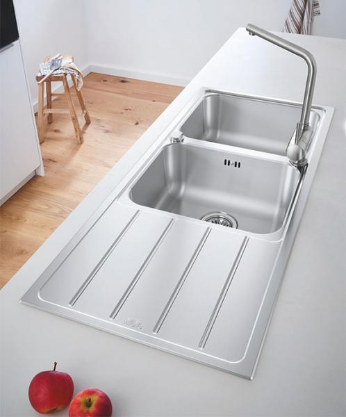 Grohe K500 dobbelt k&oslash;kkenvask m/afl&oslash;bsbakke i rustfrit st&aring;l 80-S