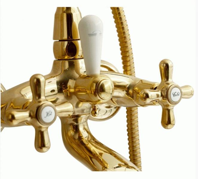 Lavabo Retro badekararmatur m/h&aring;ndbruser - Messing natur