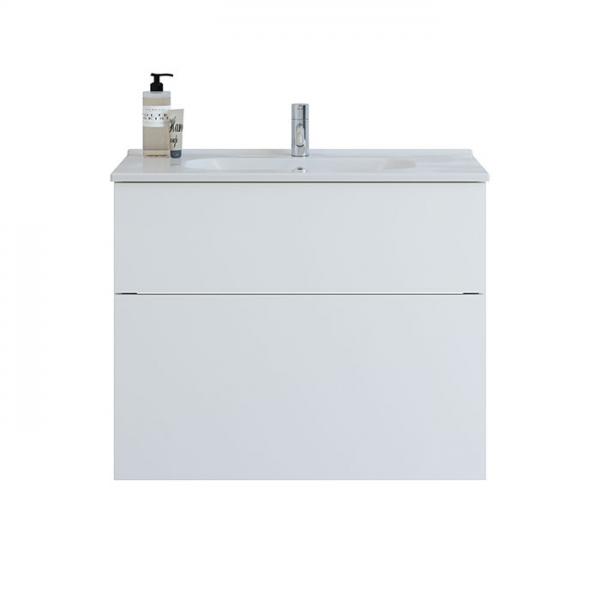 Dansani Luna 81 m&oslash;bels&aelig;t m/Kantate vask, h&oslash;j skuffe og indretning - Hvid mat