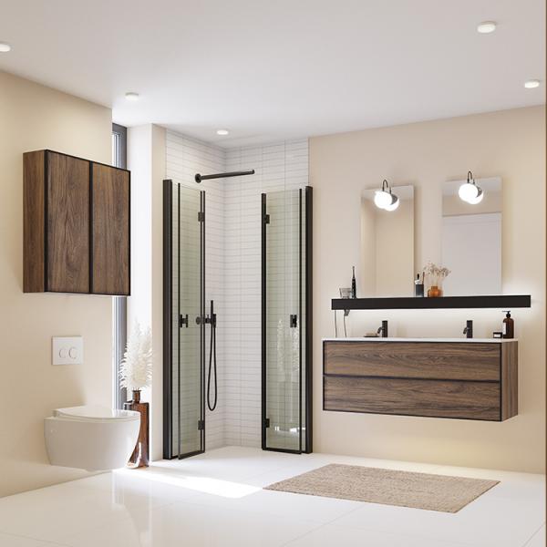 Dansani Illumi hylde 80 cm m/elstik, USB stik, tr&aring;dl&oslash;s lysstyring - Mat sort