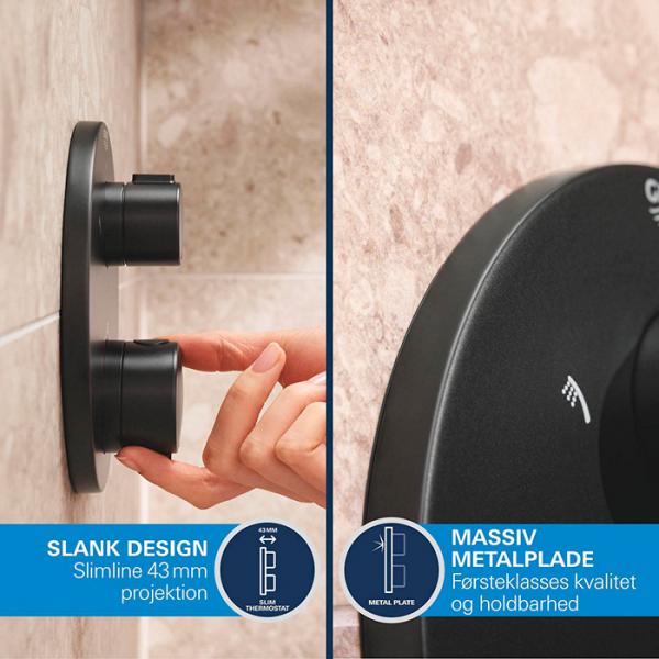 Grohe Precision Thermostat indbygningsbrusesystem - Mat sort