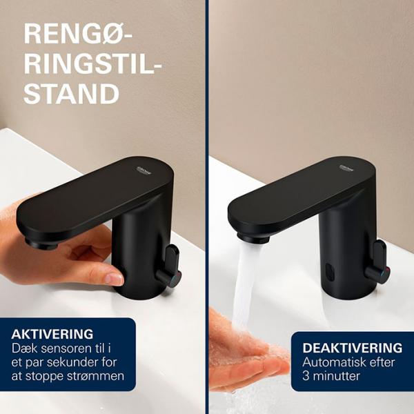 Grohe Get E berøringsfri vandhane m/infrarød og batteri – Mat sort Grohe Get E berøringsfri vandhane m/infrarød og batteri – Mat sort